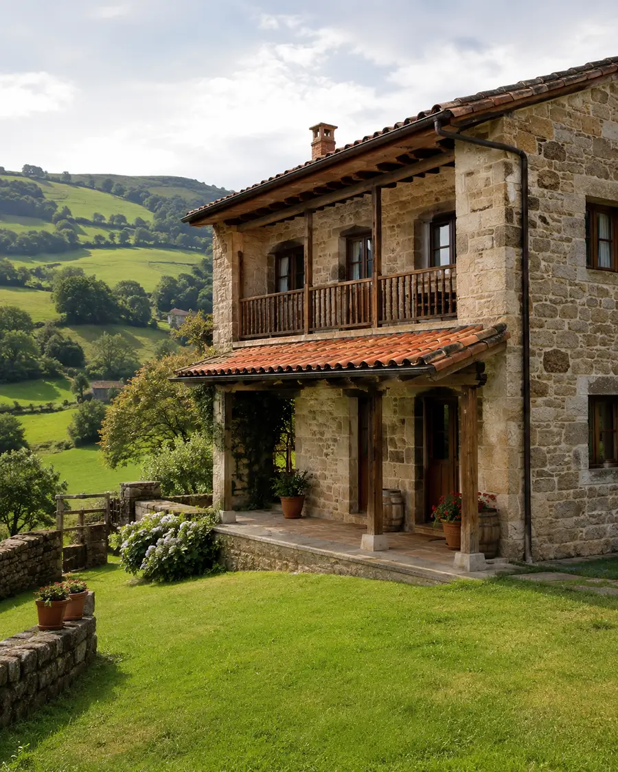 Casa rural de piedra en un entorno verde de Cantabria para web y SEO local de alojamientos rurales