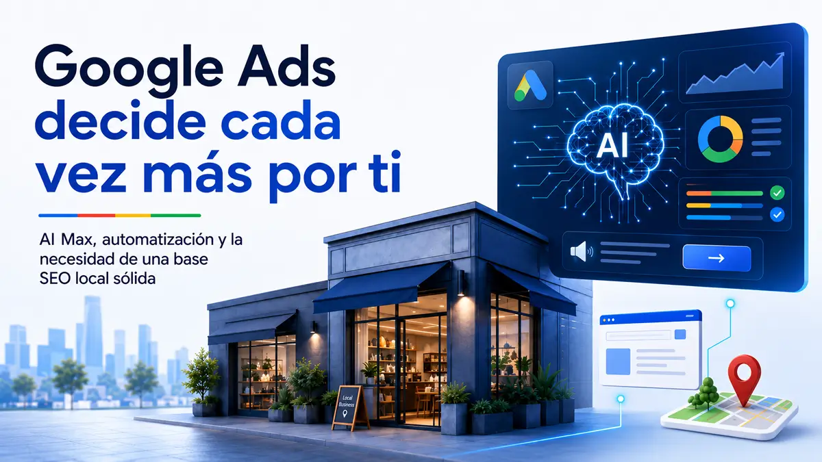 Google Ads con AI Max decide cada vez m&aacute;s aspectos de las campa&ntilde;as, mientras un negocio local necesita una web y una estrategia SEO local s&oacute;lida.